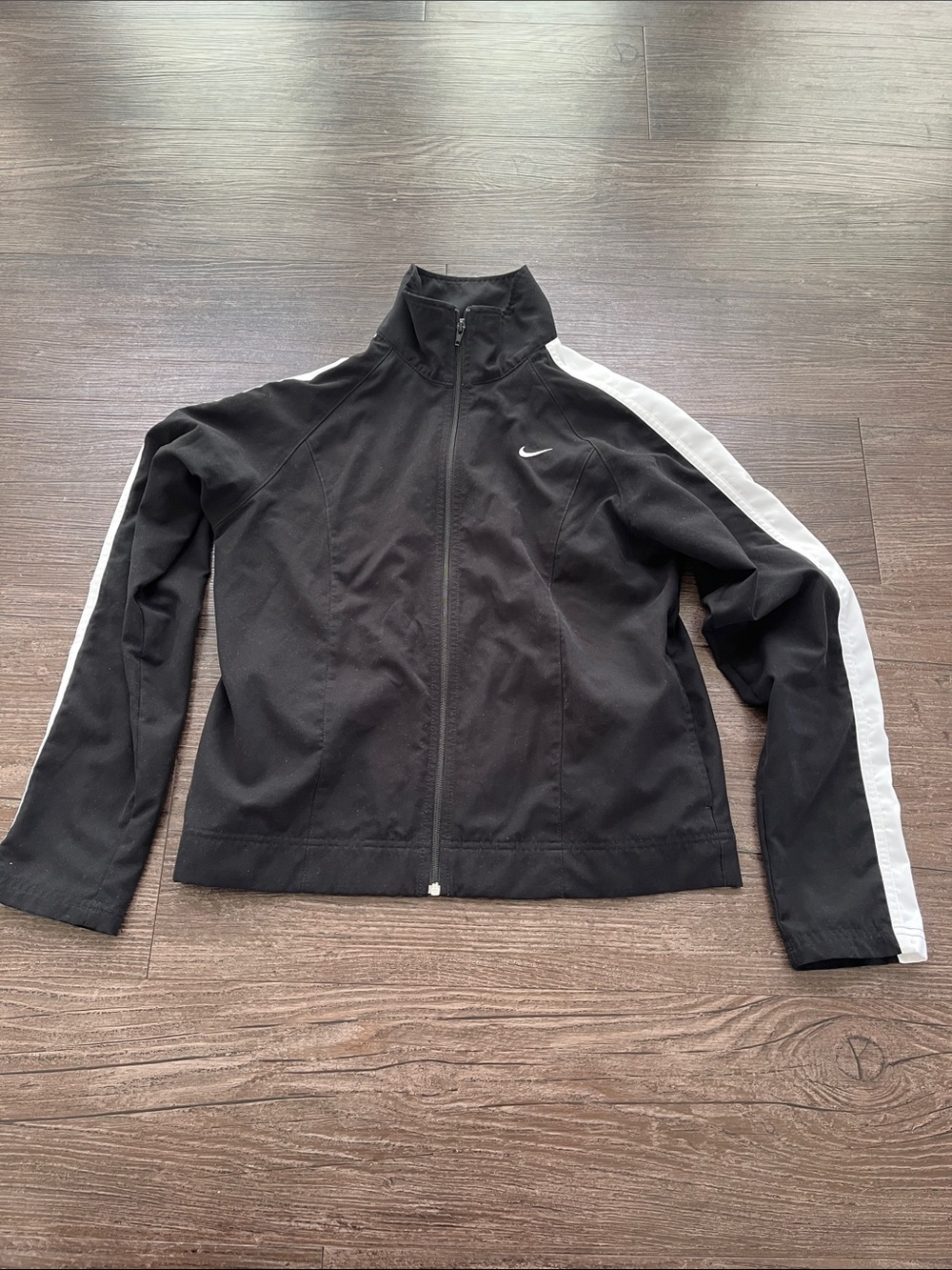 Nike Black Jacket with White Sleeve Stripes